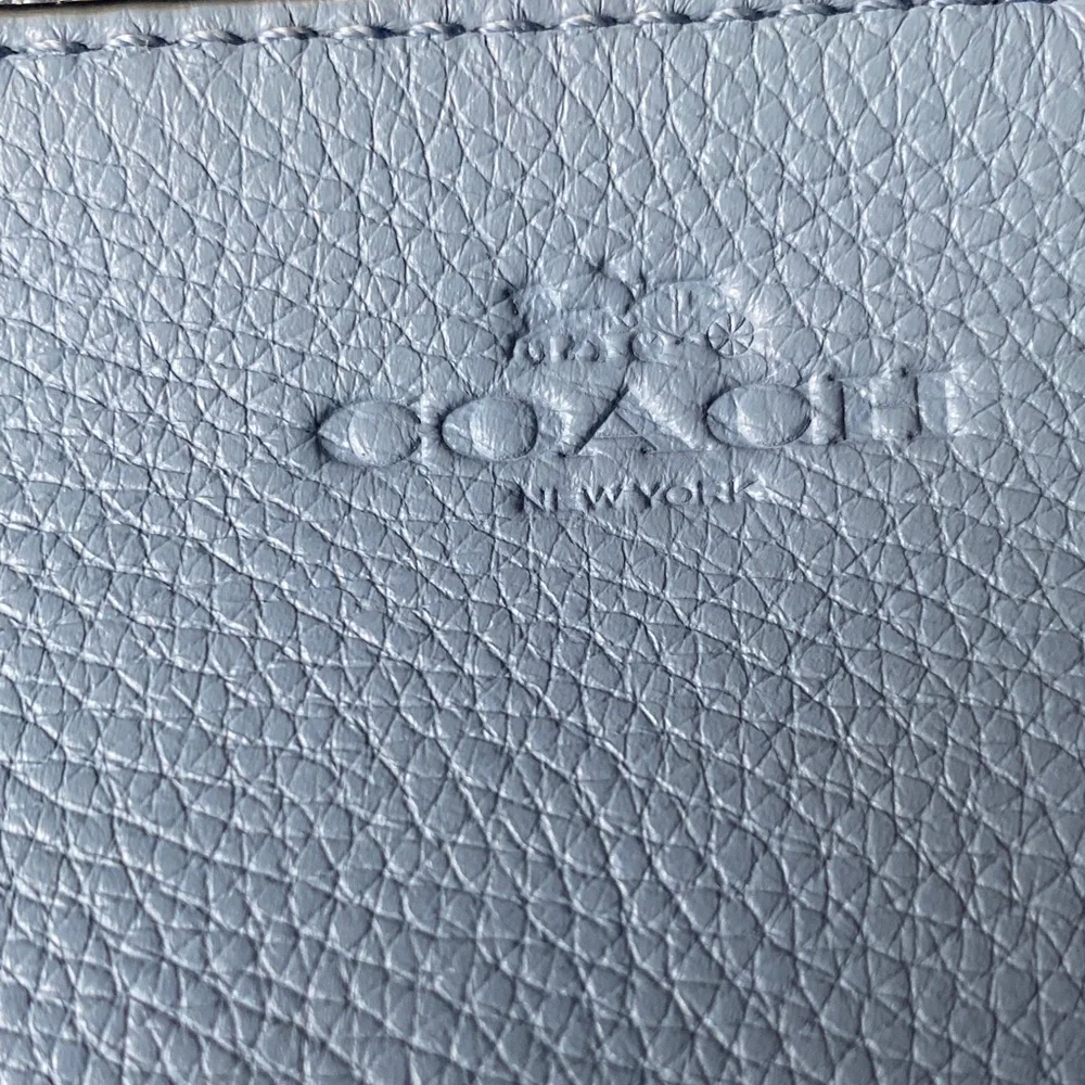 Coach Double Zip Wristlet F54056 Cornflower Blue Pebbled Leather NWT - Picture 5 of 14